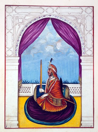 Maharajah Nao Nihal Singh, aus Das Königreich Punjab, seine Herrscher und Häuptlinge, Band I, ein Band mit 27 Aquarellstudien eines unbekannten indischen Künstlers, ca. 1840 von Indian School