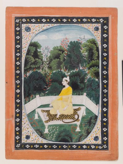 Meditierender Mann in einem Garten, ca. 1820-40 von Indian School