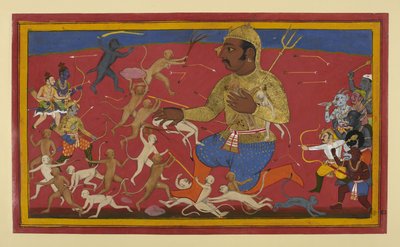 Affen und Götter greifen Kumbhakarna an von Indian School