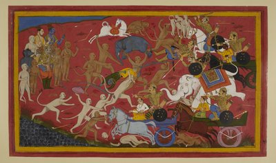 Affen kämpfen gegen Ravanas Verwandte; Angada tötet Narantaka von Indian School