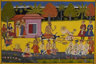 Auf dem Weg, Lavana zu konfrontieren, ruht Shatrughna in Valmikis Einsiedelei von Indian School