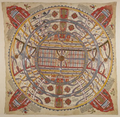 Ein Diagramm des Universums, mit Sanskrit- und Gujarati-Text von Indian School