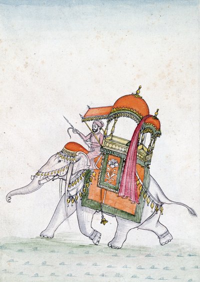 Porträt eines Mannes auf einem Elefanten reitend, frühes 19. Jahrhundert von Indian School