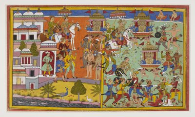 Ravana besiegt König Anaranya, der seinen Tod durch Ramas Hand prophezeit von Indian School