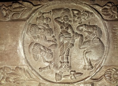 Relief, das den Traum von Maya darstellt, von einem buddhistischen Stupa aus Bharhut, Madhya Pradesh, Späte Maurya-Periode, Sunga-Dynastie (180-72 v. Chr.) von Indian School
