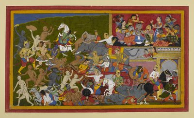 Rama und Lakshmana töten Dämonen, während weibliche Titanen trauern und sich an eine Prophezeiung erinnern von Indian School