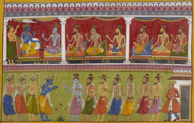 Rama begrüßt sieben Weise, die seinen Sieg preisen und Ravanas Ursprünge erzählen von Indian School