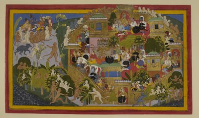 Ravana weist Lankas Verteidigung zu; Rama erkundet vom Berg Suvela aus von Indian School
