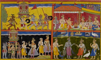 Ravana stört ein Opfer, die Götter verstecken sich als Tiere und offenbaren sich dann von Indian School