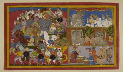 Ravana trauert, zügelt seine Wut gegen Sita und bereitet sich auf die Schlacht vor von Indian School