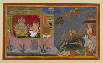 Rāvaṇa sieht Hanumans Reise; Brahmās Hindernisse scheitern, ihn aufzuhalten von Indian School