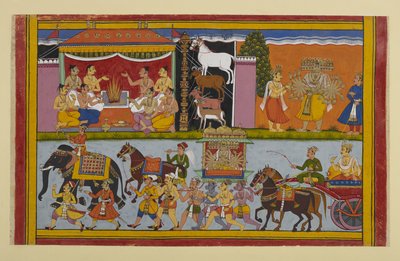 Ravana besucht Nikumbhila, wo Meghanada Opfer für die Macht der Illusion durchführt von Indian School