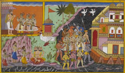 Sukeshas Söhne erhalten Segnungen von Brahma und kehren mit den Titanen nach Lanka zurück von Indian School