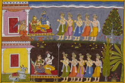 Die Götter bitten Shiva, die Rakshasas zu zerstören; er weist sie an Vishnu, der zustimmt von Indian School