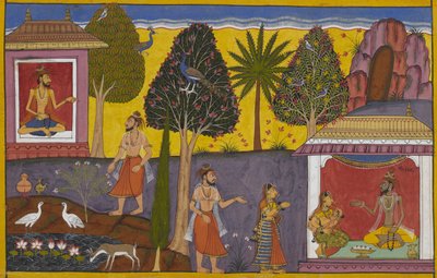 Trinabindu gibt seine Tochter an Poulastya, der sie mit einem Sohn, Vishravas, segnet von Indian School