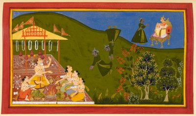 Trishanku steigt in den Himmel auf, wird aber von Indra aufgefordert, zur Erde zurückzukehren, und ruft beim Fallen nach Vishvamitra um Hilfe von Indian School