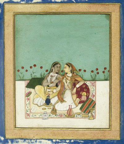 Zwei Frauen auf einer Terrasse, nach 1700 von Indian School