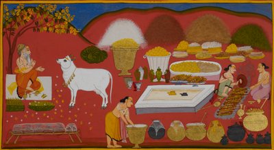 Vasistha ruft Shabala, um ein großes Fest für Vishvamitra vorzubereiten von Indian School