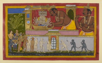 Vibhīṣaṇa erzählt von Kumbhakarṇas Fluch; Lakṣmaṇa erholt sich und erhebt sich von Indian School