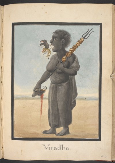 Viradha, ein menschenfressender Dämon, begegnet von Rama von Indian School