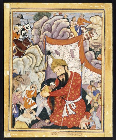 Zumurrud Shah sucht Zuflucht in den Bergen, ca. 1570 von Indian School