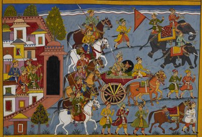 Shatrughna verlässt Ayodhya, um in sein Königreich zurückzukehren, mit seinen Begleitern von Indian School