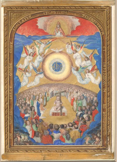 Manuskriptblatt mit Anbetung des Heiligen Namens, aus einem Stundenbuch, nach 1530 von Influence of Simon Bening