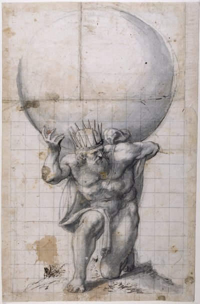 Atlas: Rückseite oder Szene der Erleichterung von Inigo Jones