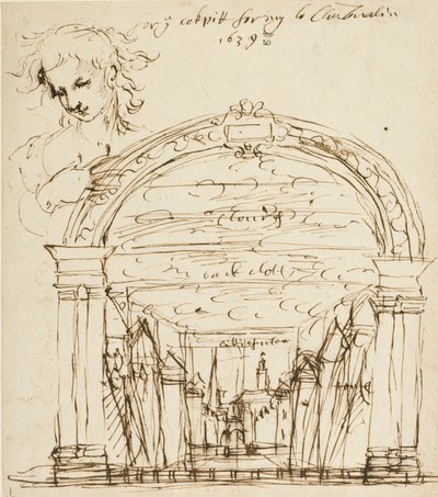 Szene aus einem unbekannten Stück im Cockpit-in-Court von Inigo Jones
