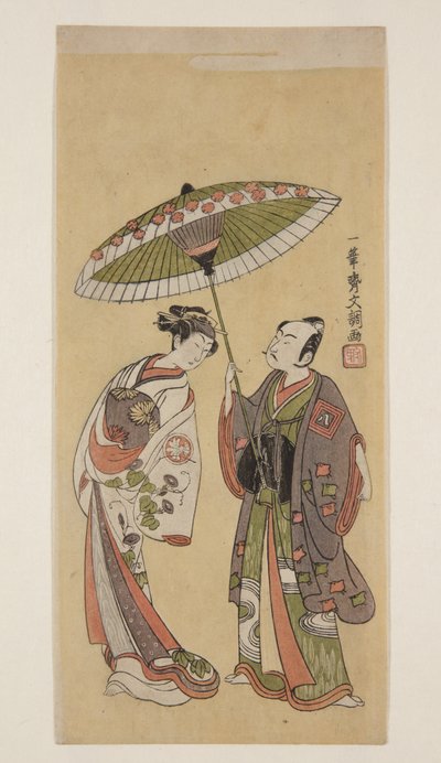 Schauspieler Ichikawa Yaozō II als Soga no Jūrō und Segawa Kikunojō II als Ōiso no Tora von Ippitsusai Bunchō