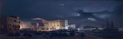 Italien, Nachtfest in San Pietro di Castello, einer Insel in der Lagune von Venedig von Ippolito Caffi