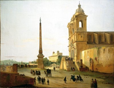 Italien, Rom, Kirche der Dreifaltigkeit auf dem Berg und Sallustischer Obelisk von Ippolito Caffi