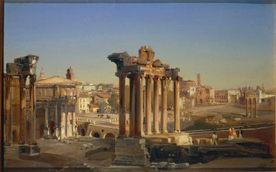 Italien, Rom, Blick auf das Forum Romanum mit dem Saturntempel von Ippolito Caffi von Ippolito Caffi
