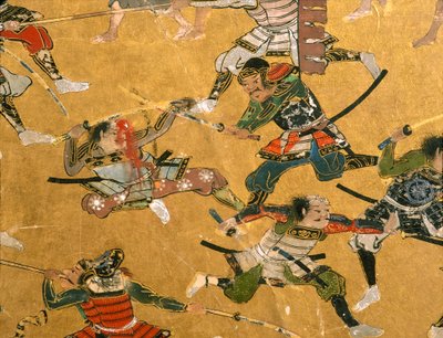 Detailtafeln, die die Schlacht von Osaka und andere Schlachtszenen zeigen, Osaka-Schloss-Museum von Ira Block