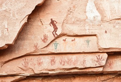 Felskunst der Anasazi und anderer pueblo-bewohnender früherer Bewohner der Four Corners von Ira Block