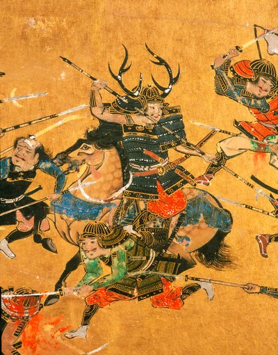 Samurai - 2 Tafeln, die eine Detailansicht der Schlacht von Osaka zeigen von Ira Block