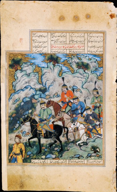 Esfandiyar und seine Armee Manuskriptillumination aus dem Epos Shahname von Ferdowsi von Iranian Master