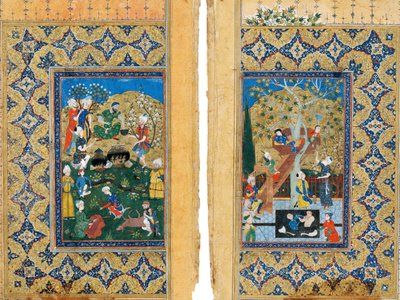 Picknick. Miniatur aus der Yusuf und Zalikha Legende von Joseph und Potiphars Frau von Jami von Iranian Master