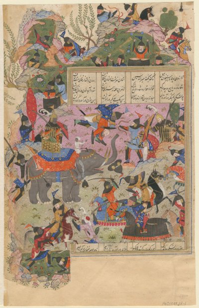 Die Schlacht von Iskandar mit den Zanj aus einem Manuskript des Khamsa von Nizami, 1540-1545 von Iranian Master