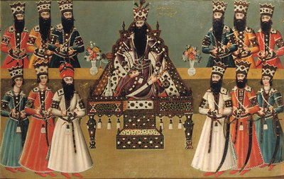 Fath Ali Shah und seine unmittelbaren Höflinge, ca. 1815 von Iranian School