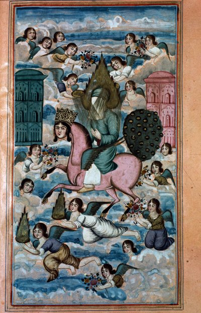 MS. Nezami, Layla und die legendäre Reise Mohammeds in den Himmel, aus dem Epos von Nezami von Iranian School