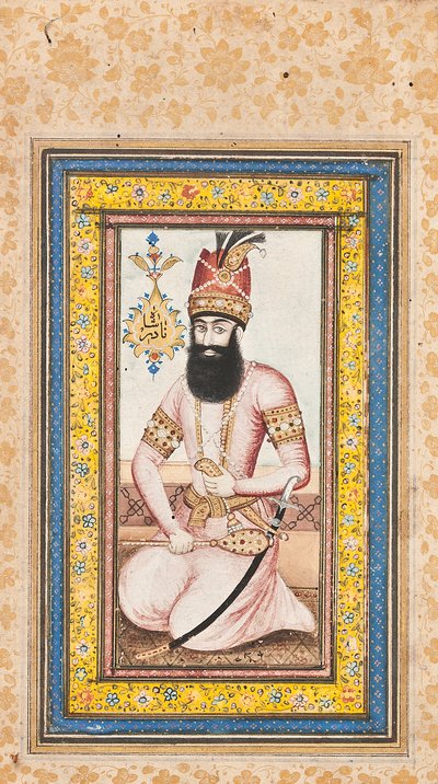 Porträt von Nadir Shah, eines von einem Paar mit Karim Khan Zand, Qajar Iran von Iranian School