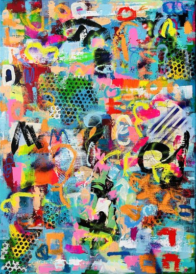 Lebendiges Abstraktes Graffiti von Irene Chua