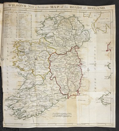 Karte der Straßen in Irland, aus 