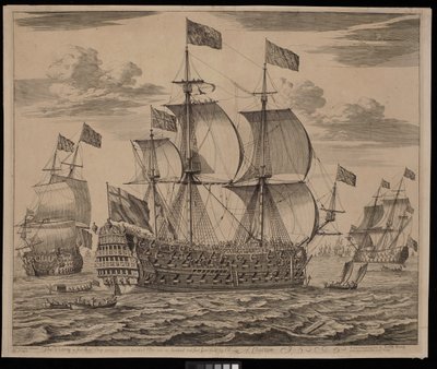 Die Victory, ein erstklassiges Schiff mit achthundert Mann und einhundertvier Kanonen, gebaut von Mr. Lee aus Chatham von Isaac (after) Sailmaker