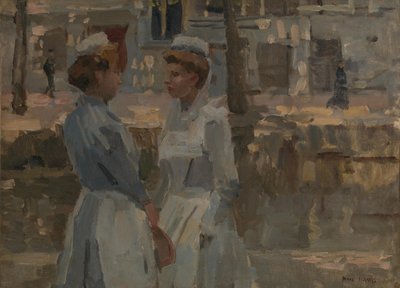 Zwei Dienstmädchen an einem Kanal von Isaac Israels