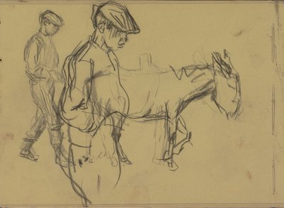 Zwei Studien eines Eseljungen und eines Esels von Isaac Israels