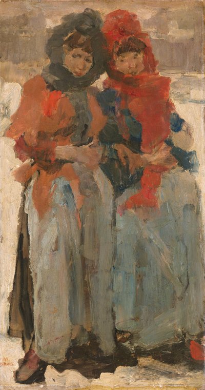 Zwei junge Frauen im Schnee von Isaac Israels