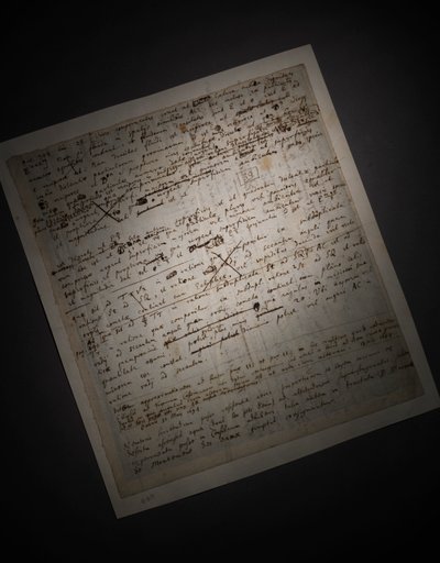 Zwei Seiten von Überarbeitungen der Principia Mathematica von Isaac Newton