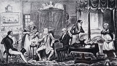 Ein Mann, der unter den Folgen von Übermaß leidet von Isaac Robert Cruikshank
